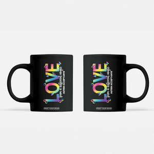 Autism Acceptance Coffee Mug Love From a Different Angle Rainbow Infinity TS02 Black Print Your Wear