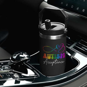 Autism Acceptance Flip Straw Tumbler Advocate Educate Accomodate Include Rainbow Infinity Symbol TS02 Print Your Wear