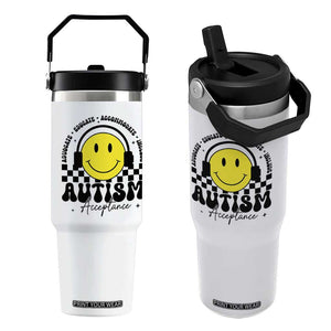 Autism Acceptance Flip Straw Tumbler Advocate Educate Accomodate Include Special Education TS02 One Size: 30 oz White Print Your Wear