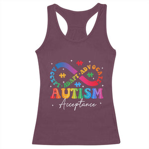Autism Awareness Acceptance Racerback Tank Top Infinity Symbol Neurodiversity TS10 Maroon Print Your Wear