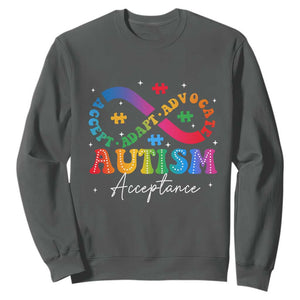 Autism Awareness Acceptance Sweatshirt Infinity Symbol Neurodiversity TS10 Dark Heather Print Your Wear