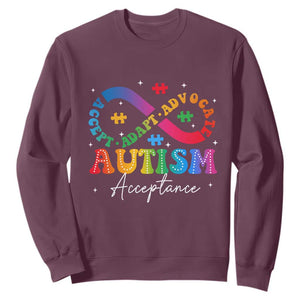 Autism Awareness Acceptance Sweatshirt Infinity Symbol Neurodiversity TS10 Maroon Print Your Wear
