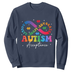 Autism Awareness Acceptance Sweatshirt Infinity Symbol Neurodiversity TS10 Navy Print Your Wear