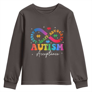 Autism Awareness Acceptance Youth Sweatshirt Infinity Symbol Neurodiversity TS10 Dark Chocolate Print Your Wear