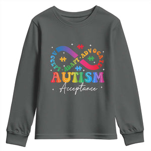 Autism Awareness Acceptance Youth Sweatshirt Infinity Symbol Neurodiversity TS10 Dark Heather Print Your Wear