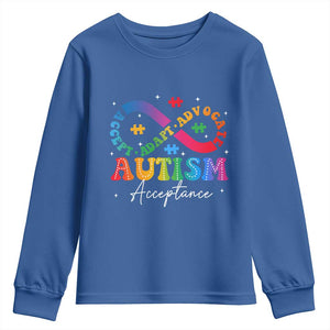 Autism Awareness Acceptance Youth Sweatshirt Infinity Symbol Neurodiversity TS10 Royal Blue Print Your Wear