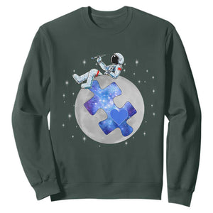 Autism Awareness Astronaut Sweatshirt Space Stars Autistic Kids Sped Teacher TS10 Dark Forest Green Print Your Wear