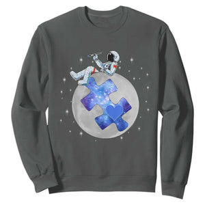 Autism Awareness Astronaut Sweatshirt Space Stars Autistic Kids Sped Teacher TS10 Dark Heather Print Your Wear