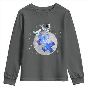 Autism Awareness Astronaut Youth Sweatshirt Space Stars Autistic Kids Sped Teacher TS10 Dark Heather Print Your Wear