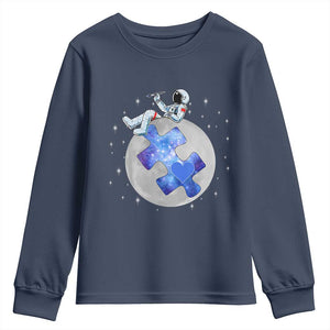 Autism Awareness Astronaut Youth Sweatshirt Space Stars Autistic Kids Sped Teacher TS10 Navy Print Your Wear