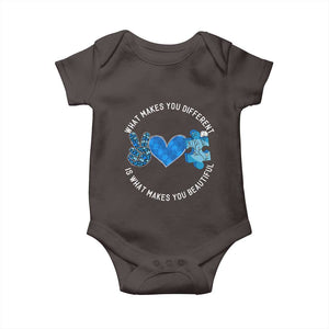 Autism Awareness Baby Onesie What Makes You Different Is What Makes You Beautiful TS10 Dark Chocolate Print Your Wear