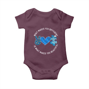 Autism Awareness Baby Onesie What Makes You Different Is What Makes You Beautiful TS10 Maroon Print Your Wear