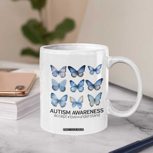 Autism Awareness Blue Butterflies Coffee Mug Accept Love Understand TS02 Print Your Wear