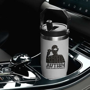 Autism Awareness Flip Straw Tumbler Autistic Seeing The World From A Different Angle Aesthetic TS09 Print Your Wear