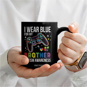 Autism Awareness Gamer Coffee Mug I Wear Blue for My Brother Video Game Family Support TS02 Print Your Wear