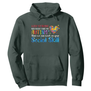 Autism Awareness Hoodie Keep Staring You Might Cure My Autism Heart Puzzle TS10 Dark Forest Green Print Your Wear