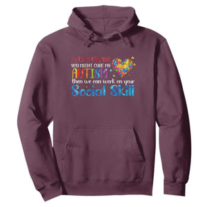 Autism Awareness Hoodie Keep Staring You Might Cure My Autism Heart Puzzle TS10 Maroon Print Your Wear