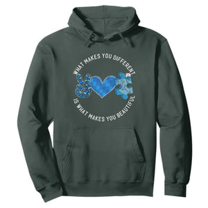 Autism Awareness Hoodie What Makes You Different Is What Makes You Beautiful TS10 Dark Forest Green Print Your Wear