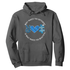 Autism Awareness Hoodie What Makes You Different Is What Makes You Beautiful TS10 Dark Heather Print Your Wear