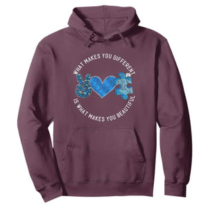 Autism Awareness Hoodie What Makes You Different Is What Makes You Beautiful TS10 Maroon Print Your Wear