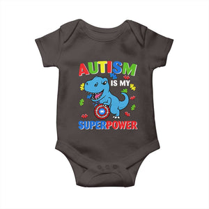 Autism Awareness Is My Superpower Baby Onesie Cute Dinosaur Dino Kids Boys TS10 Dark Chocolate Print Your Wear