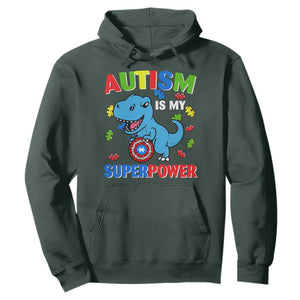 Autism Awareness Is My Superpower Hoodie Cute Dinosaur Dino Kids Boys TS10 Dark Forest Green Print Your Wear