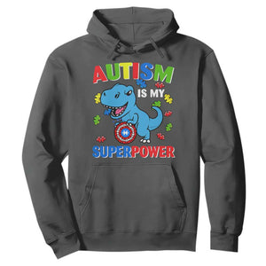 Autism Awareness Is My Superpower Hoodie Cute Dinosaur Dino Kids Boys TS10 Dark Heather Print Your Wear