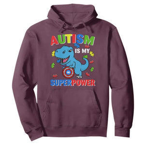 Autism Awareness Is My Superpower Hoodie Cute Dinosaur Dino Kids Boys TS10 Maroon Print Your Wear