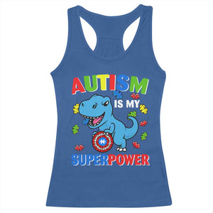Autism Awareness Is My Superpower Racerback Tank Top Cute Dinosaur Dino Kids Boys TS10 Royal Blue Print Your Wear