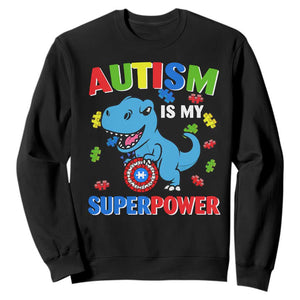 Autism Awareness Is My Superpower Sweatshirt Cute Dinosaur Dino Kids Boys TS10 Black Print Your Wear