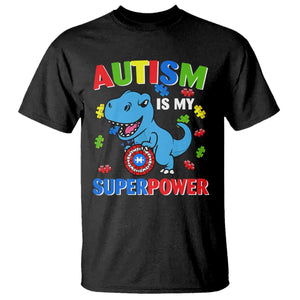 Autism Awareness Is My Superpower T Shirt Cute Dinosaur Dino Kids Boys TS10 Black Print Your Wear