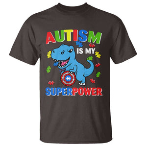 Autism Awareness Is My Superpower T Shirt Cute Dinosaur Dino Kids Boys TS10 Dark Chocolate Print Your Wear