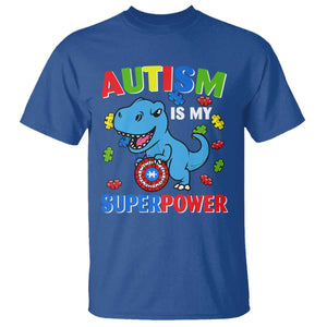 Autism Awareness Is My Superpower T Shirt Cute Dinosaur Dino Kids Boys TS10 Royal Blue Print Your Wear
