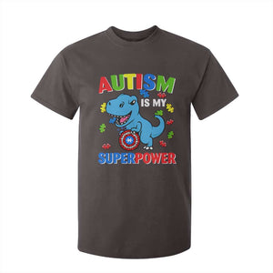 Autism Awareness Is My Superpower T Shirt For Kid Cute Dinosaur Dino Kids Boys TS10 Dark Chocolate Print Your Wear