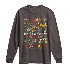 Autism Awareness Long Sleeve Shirt Neurodiversity Celebrate Minds of All Kinds TS10 Dark Chocolate Print Your Wear
