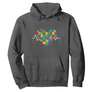 Autism Awareness Love Heart Puzzle Acceptance Hoodie TS10 Dark Heather Print Your Wear