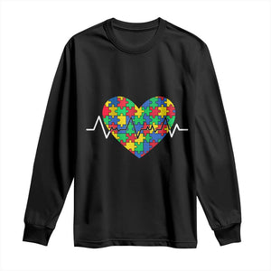 Autism Awareness Love Heart Puzzle Acceptance Long Sleeve Shirt TS10 Black Print Your Wear
