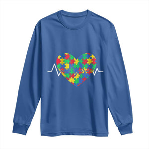 Autism Awareness Love Heart Puzzle Acceptance Long Sleeve Shirt TS10 Royal Blue Print Your Wear