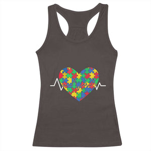 Autism Awareness Love Heart Puzzle Acceptance Racerback Tank Top TS10 Dark Chocolate Print Your Wear