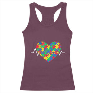 Autism Awareness Love Heart Puzzle Acceptance Racerback Tank Top TS10 Maroon Print Your Wear