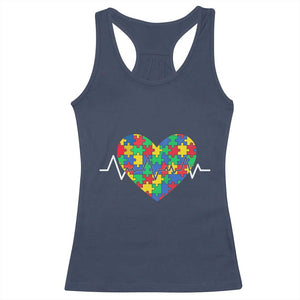 Autism Awareness Love Heart Puzzle Acceptance Racerback Tank Top TS10 Navy Print Your Wear