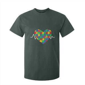 Autism Awareness Love Heart Puzzle Acceptance T Shirt For Kid TS10 Dark Forest Green Print Your Wear