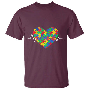 Autism Awareness Love Heart Puzzle Acceptance T Shirt TS10 Maroon Print Your Wear