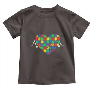 Autism Awareness Love Heart Puzzle Acceptance Toddler T Shirt TS10 Dark Chocolate Print Your Wear
