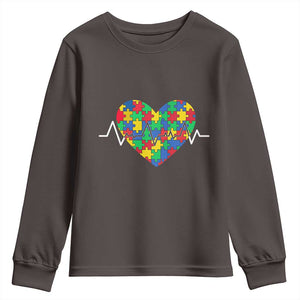 Autism Awareness Love Heart Puzzle Acceptance Youth Sweatshirt TS10 Dark Chocolate Print Your Wear