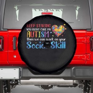 Autism Awareness Spare Tire Cover Keep Staring You Might Cure My Autism Heart Puzzle TS10 Black Print Your Wear
