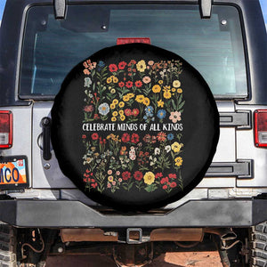 Autism Awareness Spare Tire Cover Neurodiversity Celebrate Minds of All Kinds TS10 No hole Black Print Your Wear