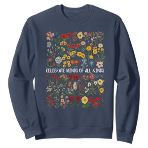 Autism Awareness Sweatshirt Neurodiversity Celebrate Minds of All Kinds TS10 Navy Print Your Wear