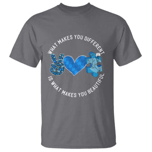 Autism Awareness T Shirt What Makes You Different Is What Makes You Beautiful TS10 Charcoal Print Your Wear