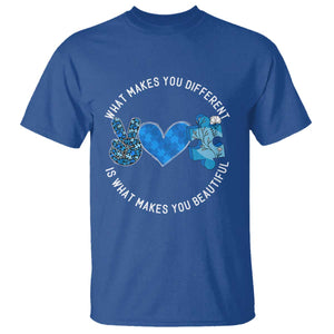 Autism Awareness T Shirt What Makes You Different Is What Makes You Beautiful TS10 Royal Blue Print Your Wear